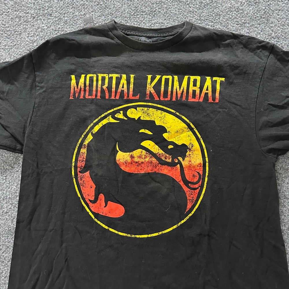 Mortal Kombat T-Shirt Mens Size L Black Graphic Logo Short Sleeve Gaming Tee